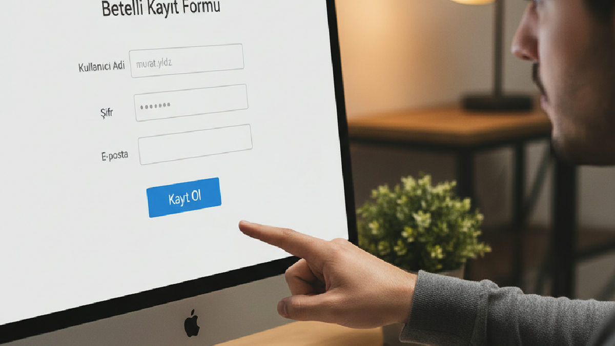 Betelli kayıt formunun bilgisayar ekranında doldurulduğu anı gösteren bir fotoğraf.